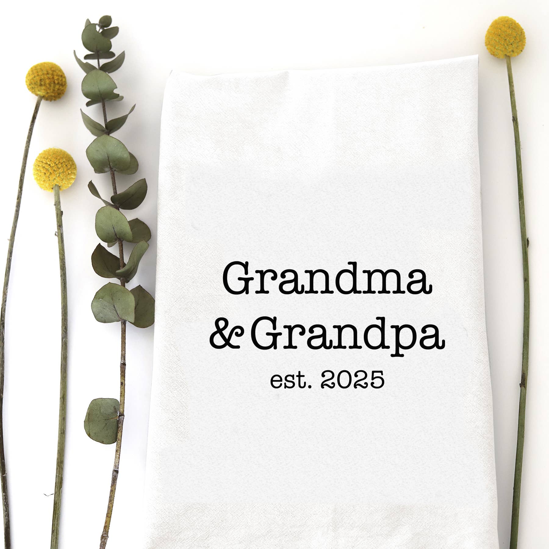 Wildwood Landing GRANDMA & GRANDPA EST 2025 TEA TOWEL